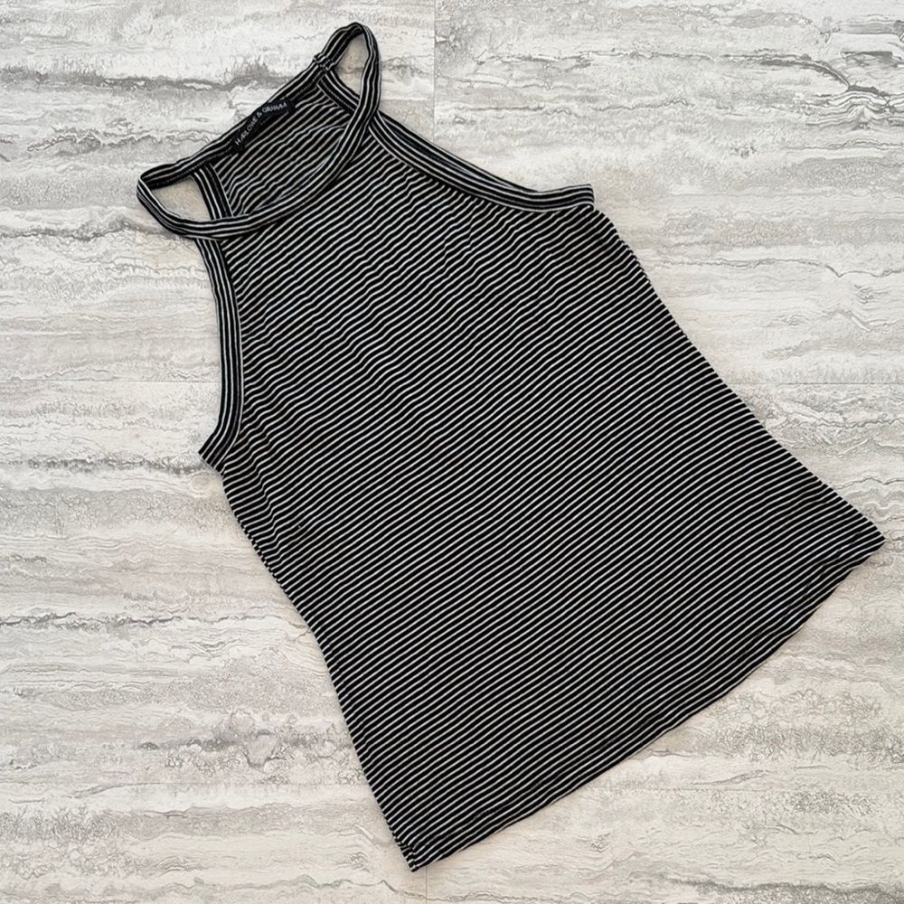 HARLOWE & GRAHAM Black & White Striped Tank Top